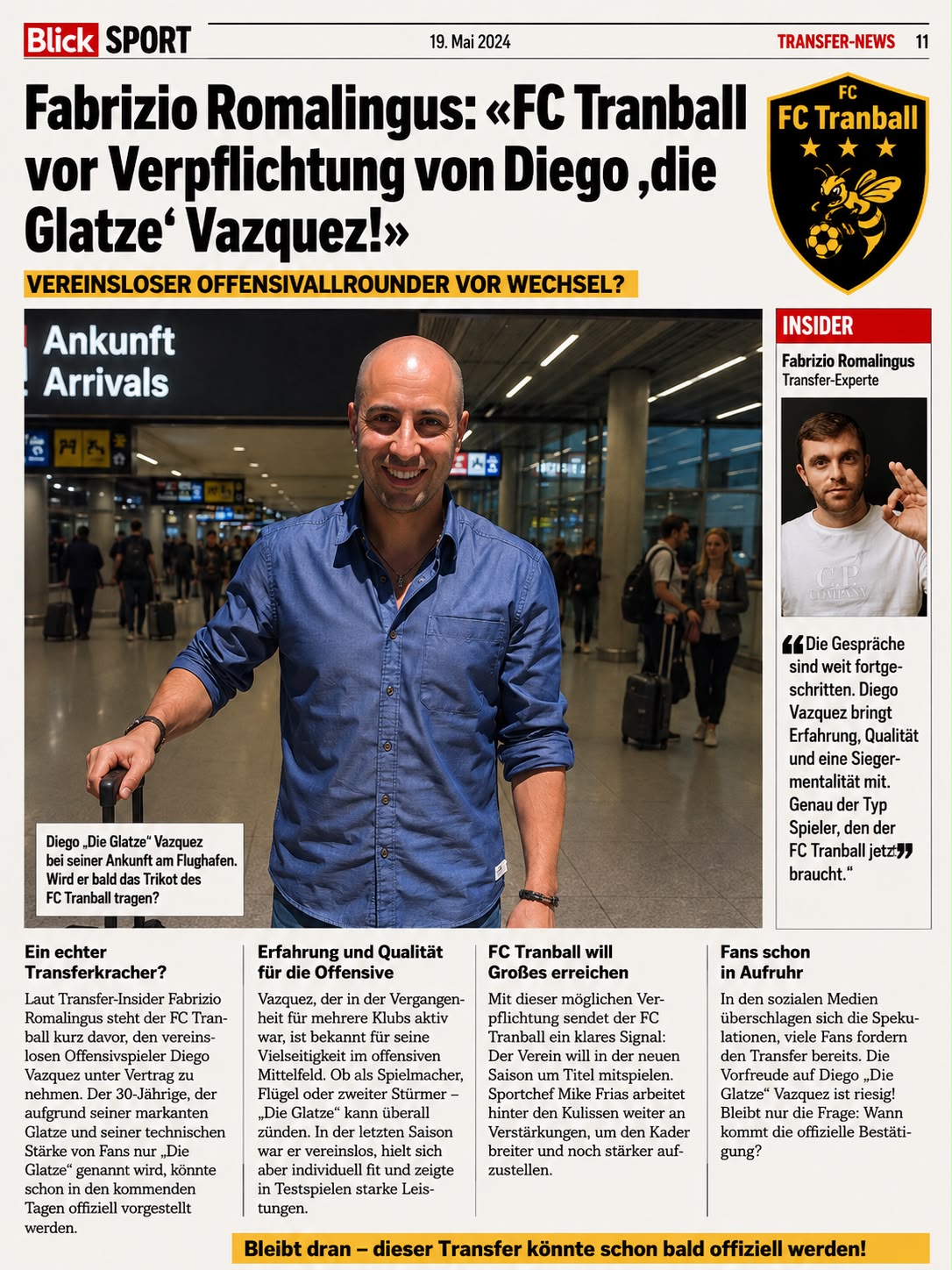 Blick-Sport-Seite zur Transferspekulation um Diego Vazquez