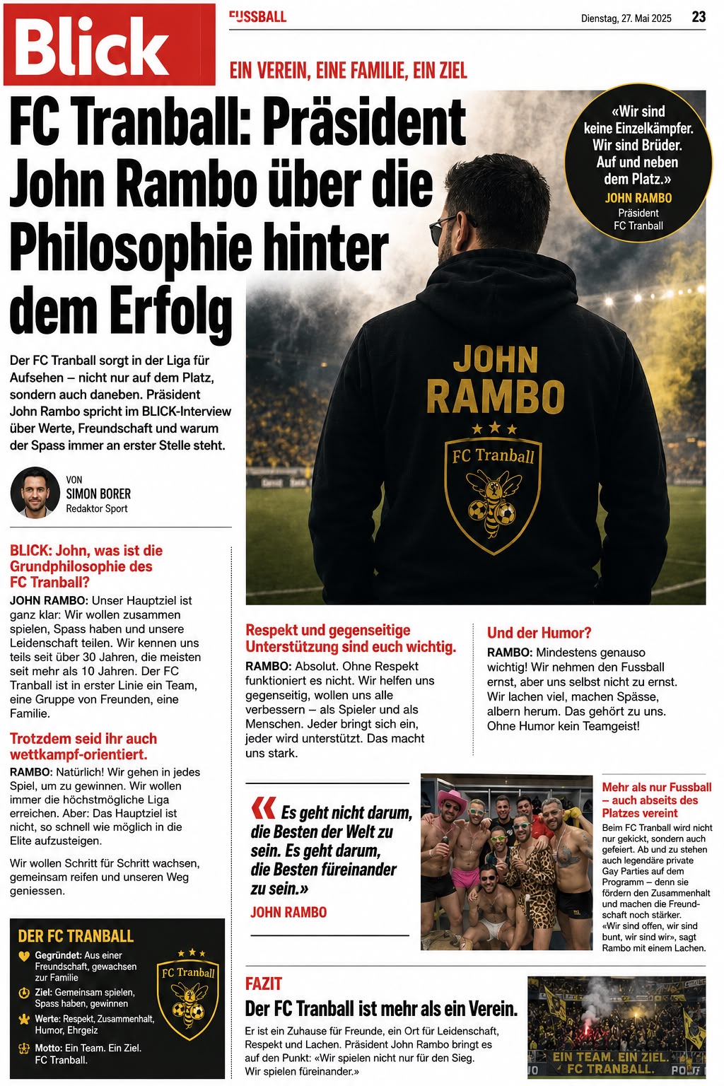 Blick-Interview mit FC-Tranball-Präsident John Rambo